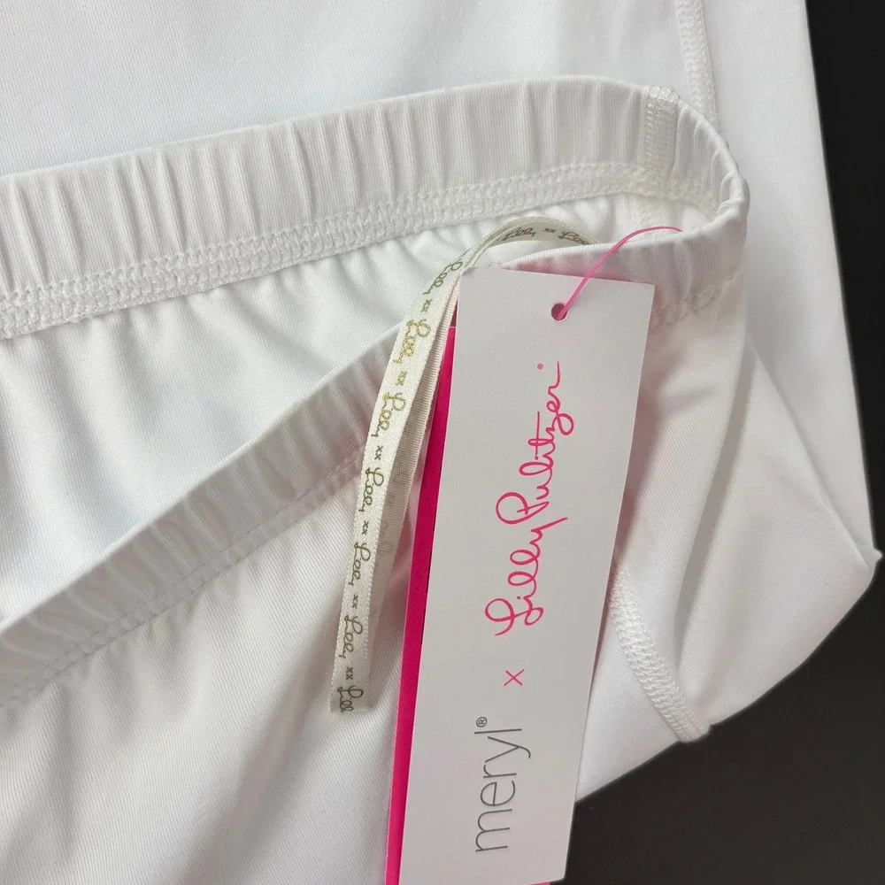 NWT Lilly Pulitzer Womens Luxletic Shorts XL White Frida Scallop Polo DressLiner - Picture 8 of 16